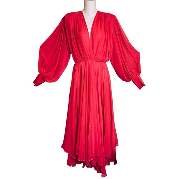 Wayne Clark Dresses Vintage 8s Red Wayne Clark Long Sheer Sleeve — free download